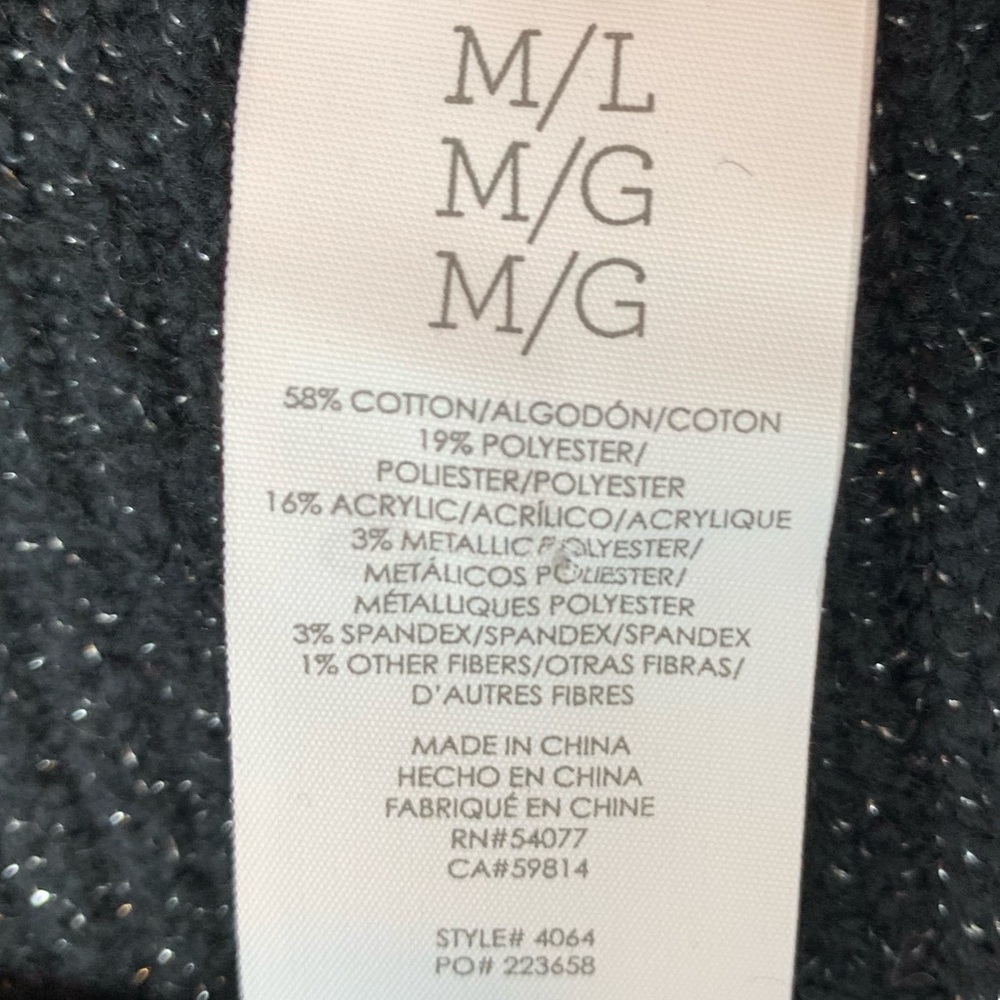 CAbi Luxury Poncho Wrap Cardigan Sweater Black Ribbed Glitter M/ L Style 4064 - Picture 7 of 11